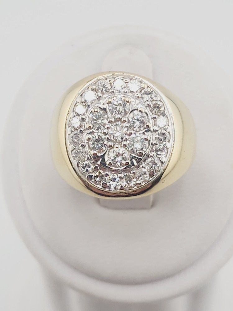 14k gold 1.5ctw diamond mens cluster ring