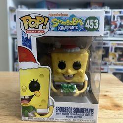VAULTED Spongebob Squarepants Santa Hat w/ Candy Can Funko Pop #453 Holiday Xmas