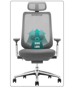 Gray - High Back Ergonomic Executive Office Chair with Lumbar Support Headrest Flip Arms