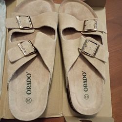 New Orado Tan Suede With Adjustable Buckles Size10