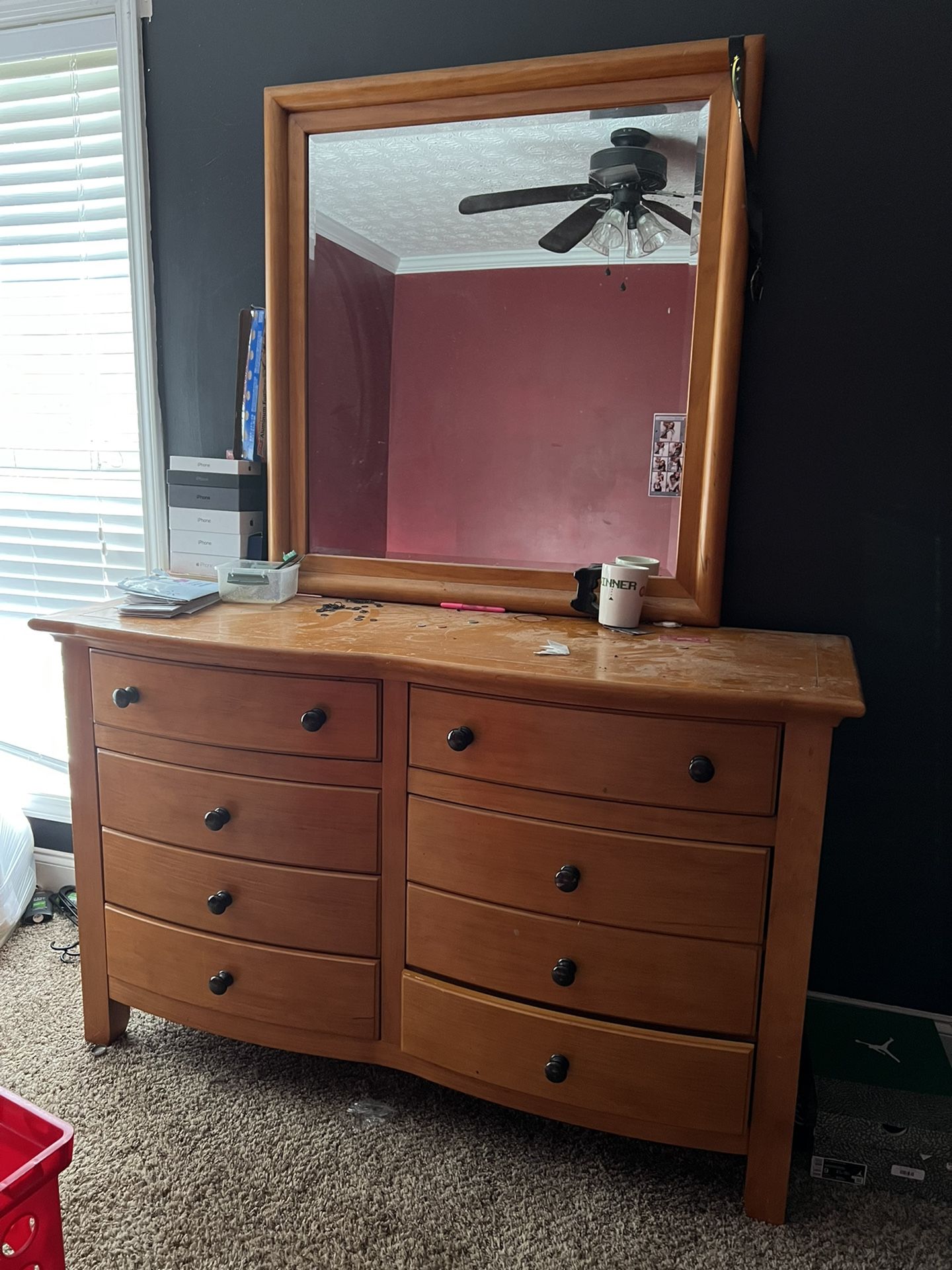 Wood Dresser With Mirror