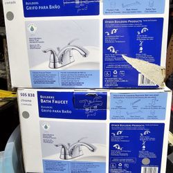 

(2) Glacier Bay Builders Grade 4" Double Handle Low Arc Bathroom Faucets