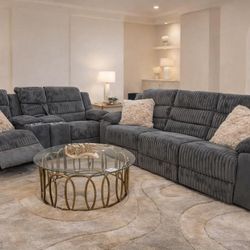 Corduroy Sofa And Loveseat Recliner Set New