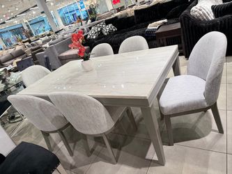 Marble Top Dining Table with 6 Chairs
