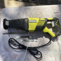 New Ryobi RJ1861V  Reciprocating Saw Kit- Unused, 12 Amp, Variable Speed, Blades, 8’ Cord