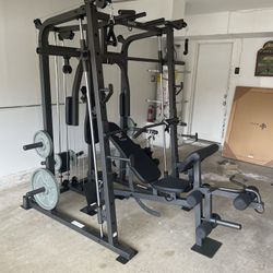 Vesta Fitness Smith Machine 1001 w/Bench Attachment | 245lb Cast Iron Olympic Weights | 7ft Olympic Bar | Fitness | Gym Equipment | FREE DELIVERY 🚚 