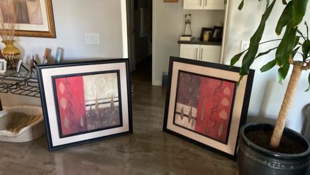 Pair of Framed Abstract Wall Art Prints