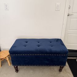 Blue Velvet Tufted Storage Ottoman Bench