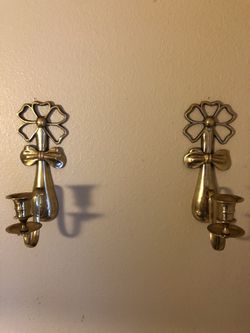 Brass Wall Scone Candle Holder Set