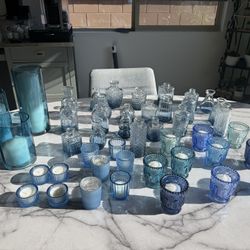 Beautiful Blue Candle Holders & Vases 