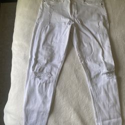 Distressed White Hudson Jeans 