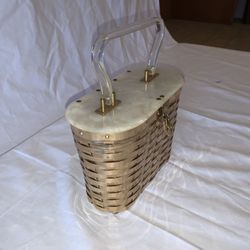 Cream & Gold Vintage Lucite Purse 