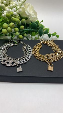 European Style Multilayer Pendant Crystal Chian Bracelet, Gold and Silver Color
