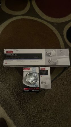 Delta shower head, towel & toilet paper holder
