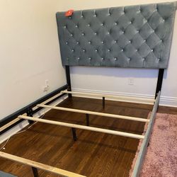 Brand New Velvet Bed Frame With Crystal Tufted Headboard : Queen Or King Size