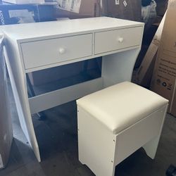 Vanity Desk with Storage Stool (no Mirror)