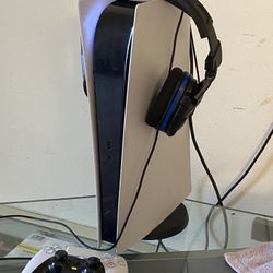 Ps5 With Controller And Turtle Beach Headphones