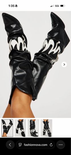 Black and white cow boy boots