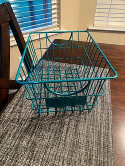 Teal wire basket 12x9x7