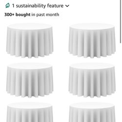 Round 120 Inch White Tablecloths