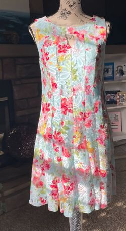 R&K Women’s Aqua FLORAL Dress SZ 14P