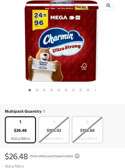 Charmin toilet paper Family Size 24 - 96 Mega