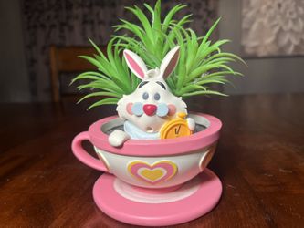 Disney Alice In Wonderland White Rabbit Teacup Faux Plant
