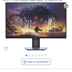 Dell S-Series 27-Inch Screen LED-Lit Gaming Monitor (S2719DGF); QHD (2560 x 1440) up to 155 Hz; 16:9; 1ms Response time; HDMI 2.0; DP 1.2; USB; FreeSy