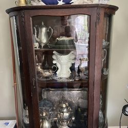Antique Curved Glass Display Cabinet 