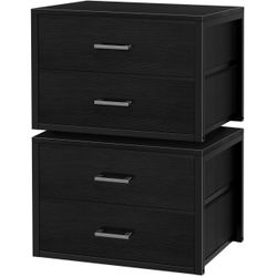 Black 2-Drawer Storage Cabinet Units – Set of 2