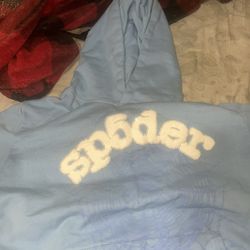 small sky blue sp5der hoodie