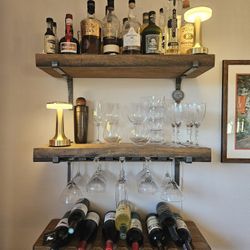 3 Floating Shelves, Wine Rack