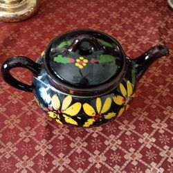Royal Canadian Pottery Brown Floral Drip Less Tea Pot