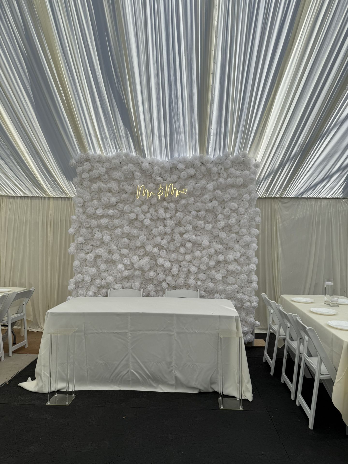 Flower Wall Backdrop Luz Light ( Mr & Mrs)