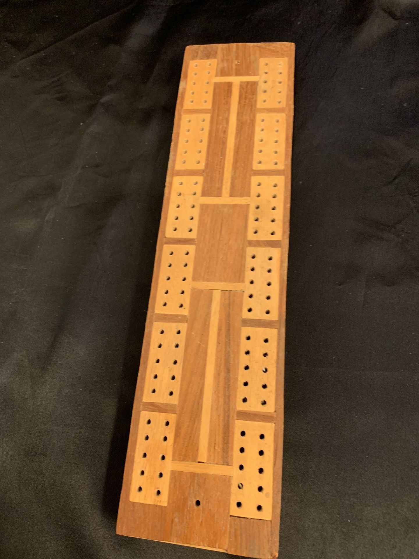 Vintage Cribbage Inlay Wooden Game Board