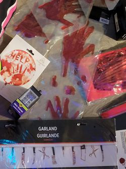 Bloody  print theme  Halloween  party decor and lights, body paint , small fog machine