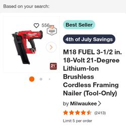 Milwaukee M18 21° Framing Nailer