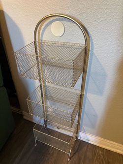 Gold Metal Mesh 3-Tier Standing Storage Rack