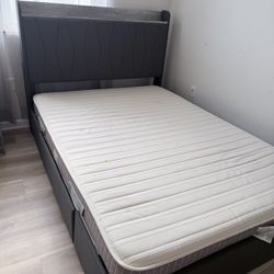 Full Size Upholstered Storage Bed with Mattress