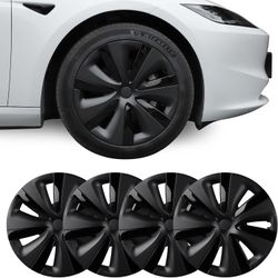 Wheel Cover 18 Inch for Tesla Model 3 Aero Wheel Cap kit Hub Caps OEM ABS Rim Protectors Cover Replacement Matte Black Model 3 Accessories Highland (S