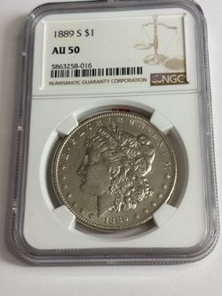 1889-S Better date Morgan dollar, NGC AU50 Low mintage !!