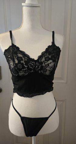 Black Lingerie Set Thick Medium / Small Large Bottom Is G String 
