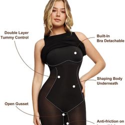 Popilush Vestido moldeador de cuello redondo, brasier moldeador integrado 8 en 1, sin mangas