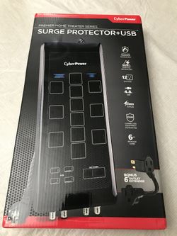 Cyber Power premier home theater series Surge Protector+ USB. 