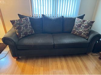 Dark Brown Fabric Sofa & Loveseat with Accent Pillows