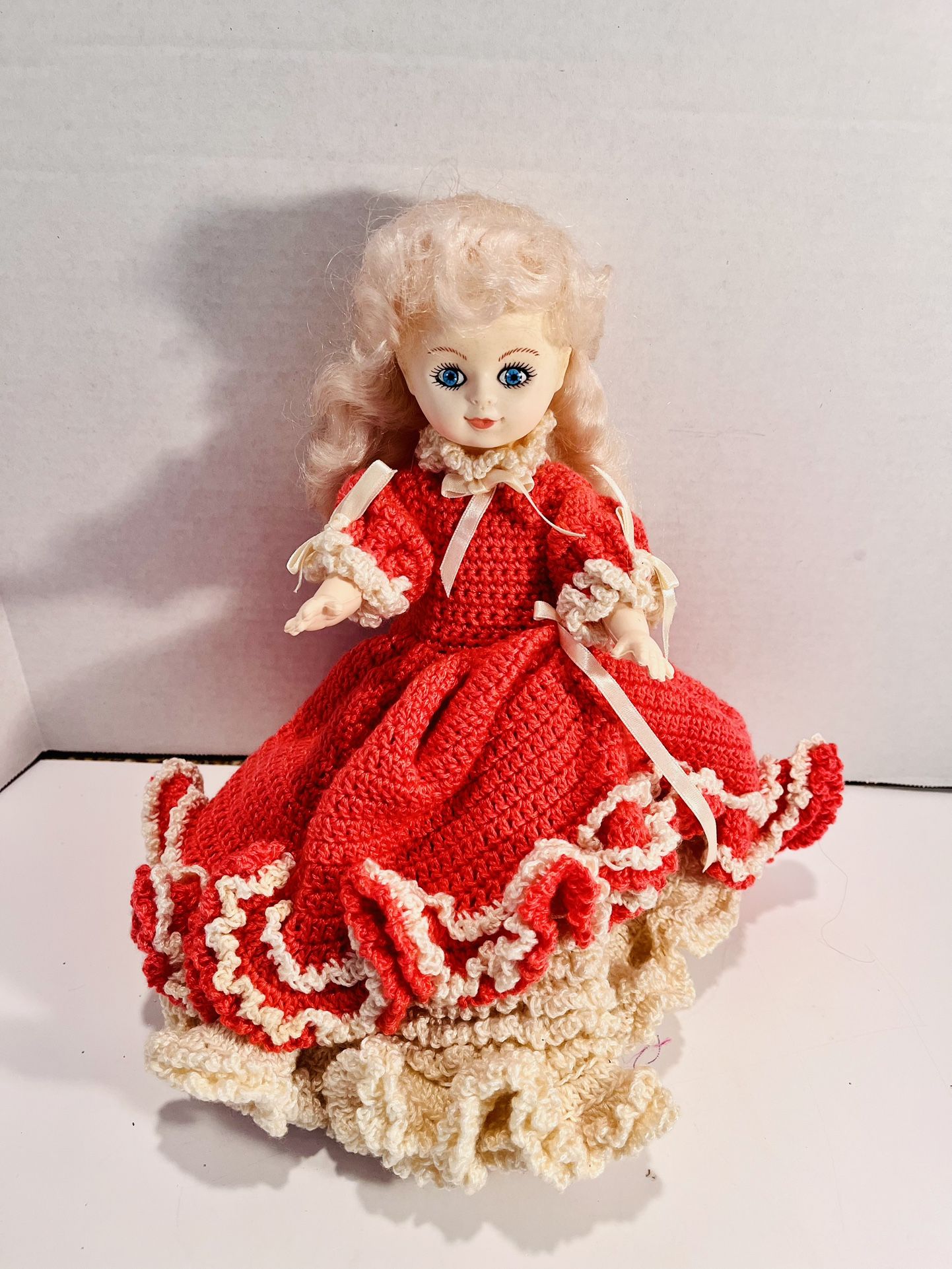 Fibre Craft 11.5” Doll Rubber Face / Plastic Body Blonde Hair Blue Eyes