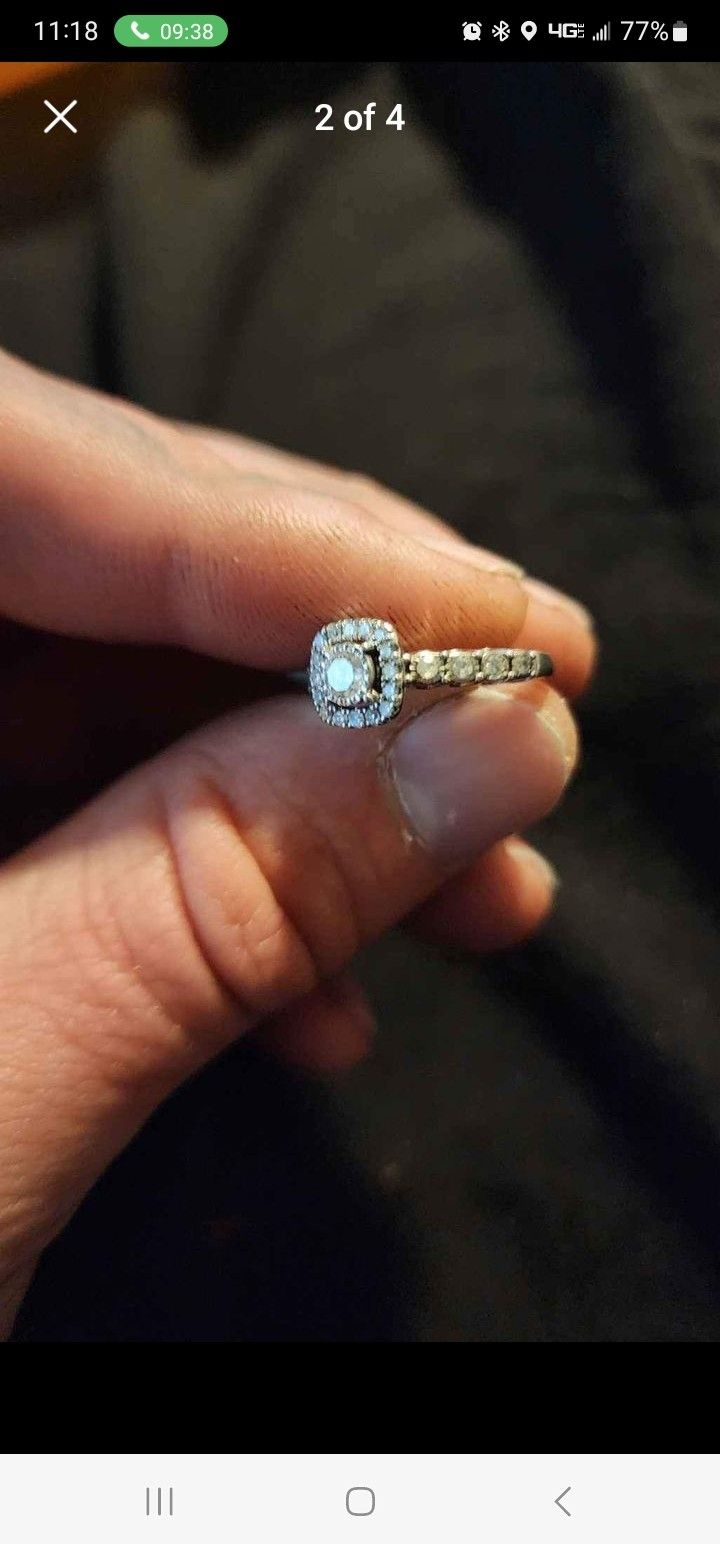 10k White Gold With 3/8 Center Diamond