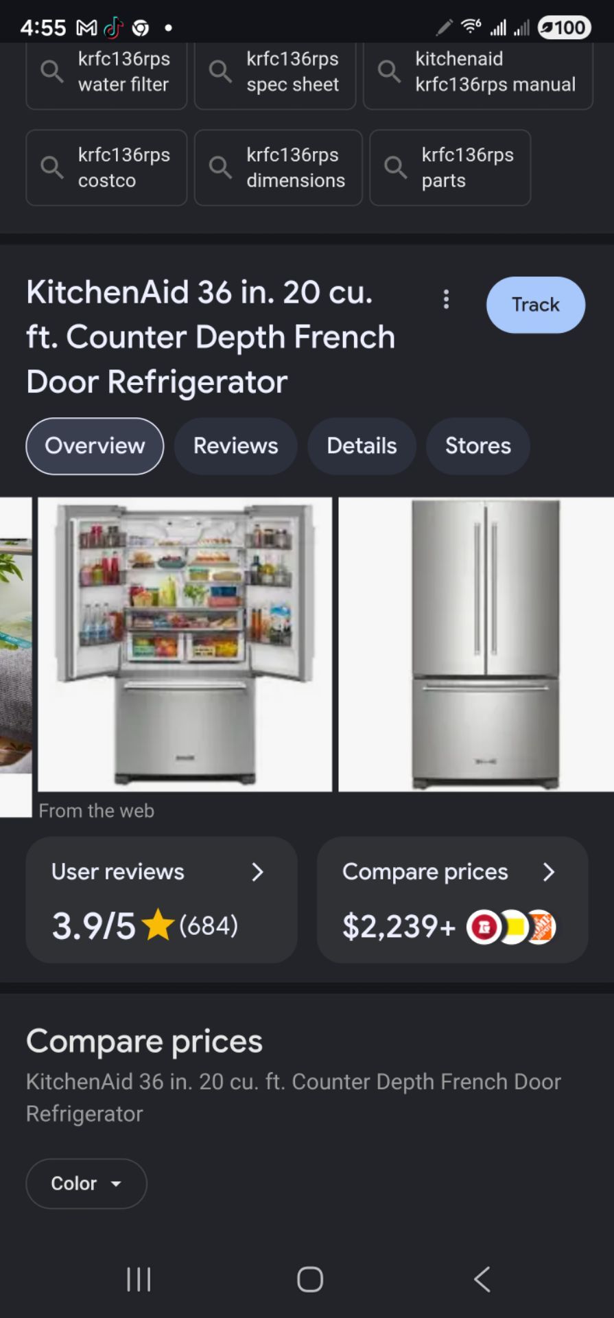 Kitchenaid Stainless Counter Depth Refrigerator