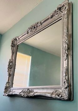 Huge Antique Silver Frame Mirror