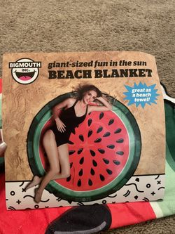 BIGMOUTH Giant Sized BEACH BLANKET Watermelon Fun in the sun 5x5ft NEW